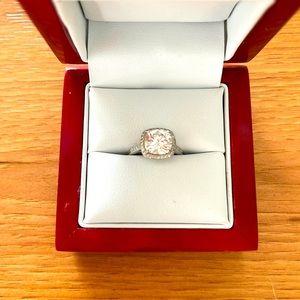 Charles & Colvard - Moissanite/White Diamond Halo Engagement Ring